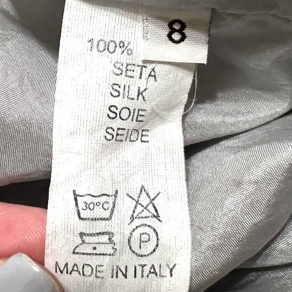 Jenni Kayne Silk Gray Print Square Neck Open Back Dress Womens 8 - Picture 10 of 11